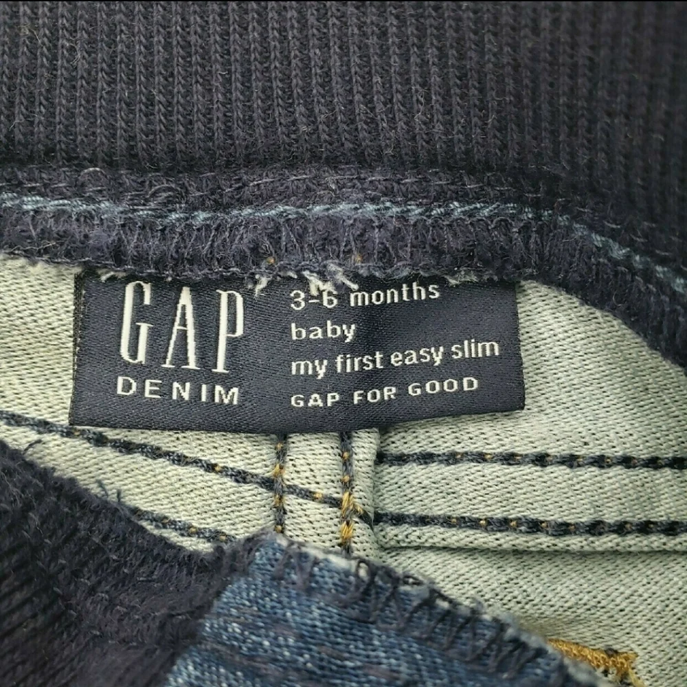 Gap Jeans My 1st Easy Slim Stretch Denim Size 3-6mo Elastic Rib Knit Waistband